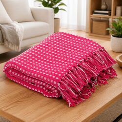 Cotton Throw Blanket 125x150 cm Pink Plaid Tassel Design Sofa Bed Chair Cover
