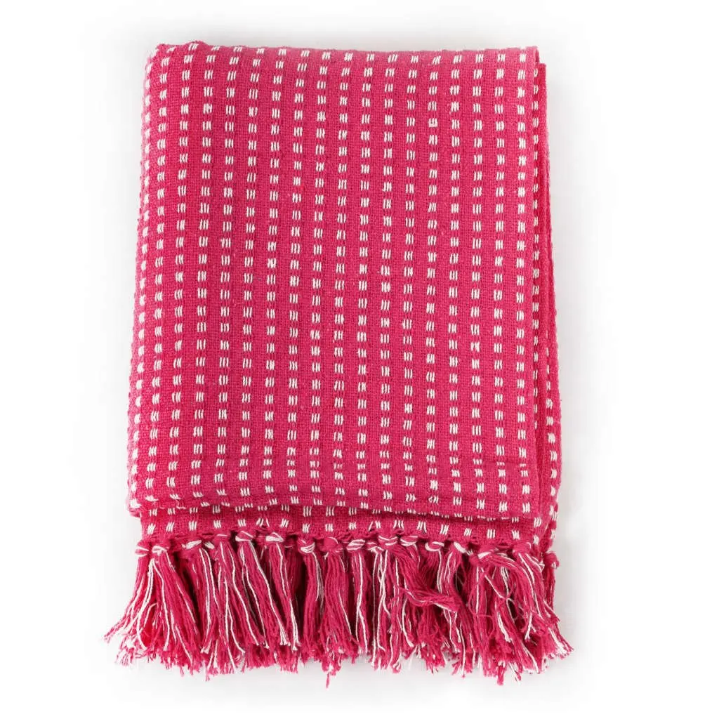 Cotton Throw Blanket for Sofa Bed Chair 160x210 cm Pink Plaid Tassel