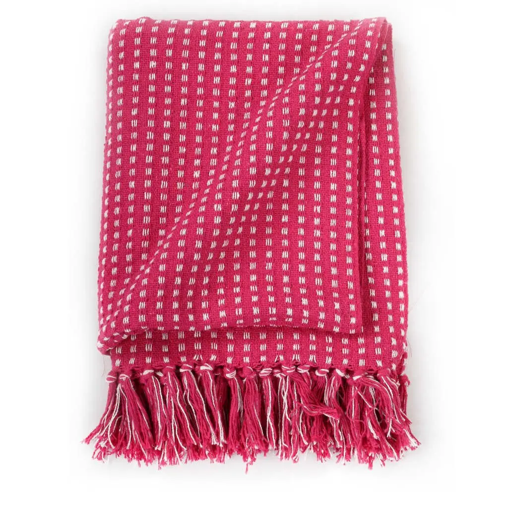 Cotton Throw Blanket for Sofa Bed Chair 160x210 cm Pink Plaid Tassel