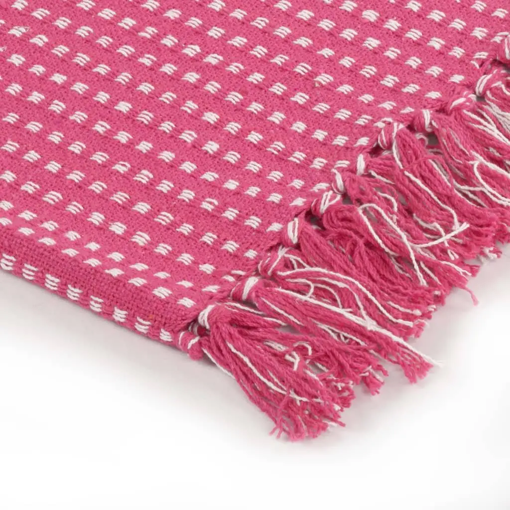 Cotton Throw Blanket for Sofa Bed Chair 160x210 cm Pink Plaid Tassel