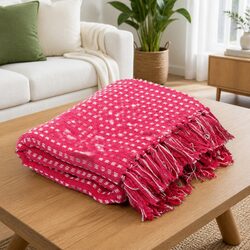 Cotton Throw Blanket Specifications: 220x250 cm Pink Plaid