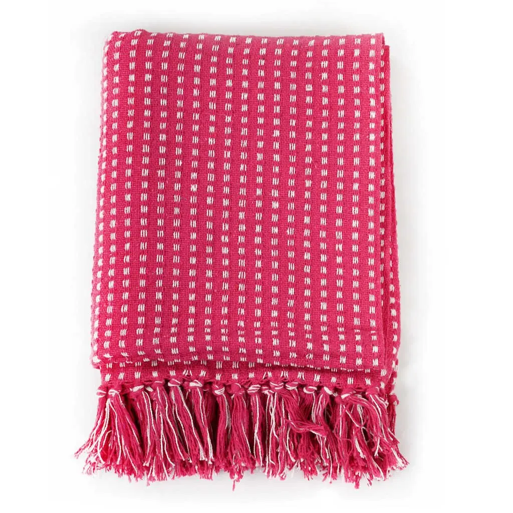 Cotton Throw Blanket for Bedroom Sofa Chair 220x250 cm Pink Plaid Soft
