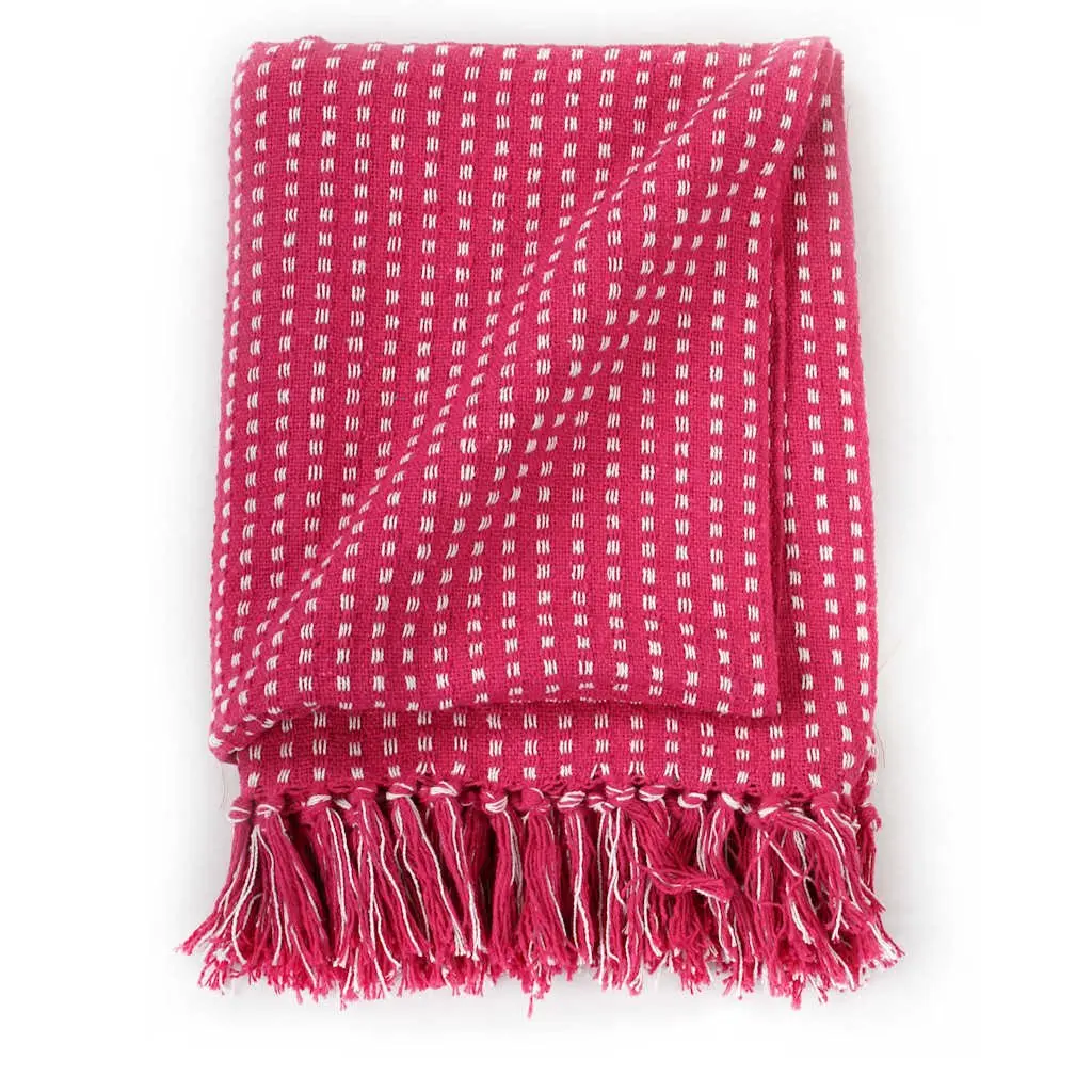 Cotton Throw Blanket for Bedroom Sofa Chair 220x250 cm Pink Plaid Soft
