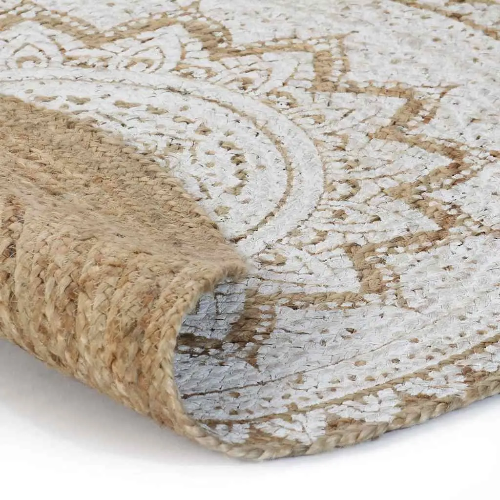 Beige Round Handwoven Jute Rug 90cm