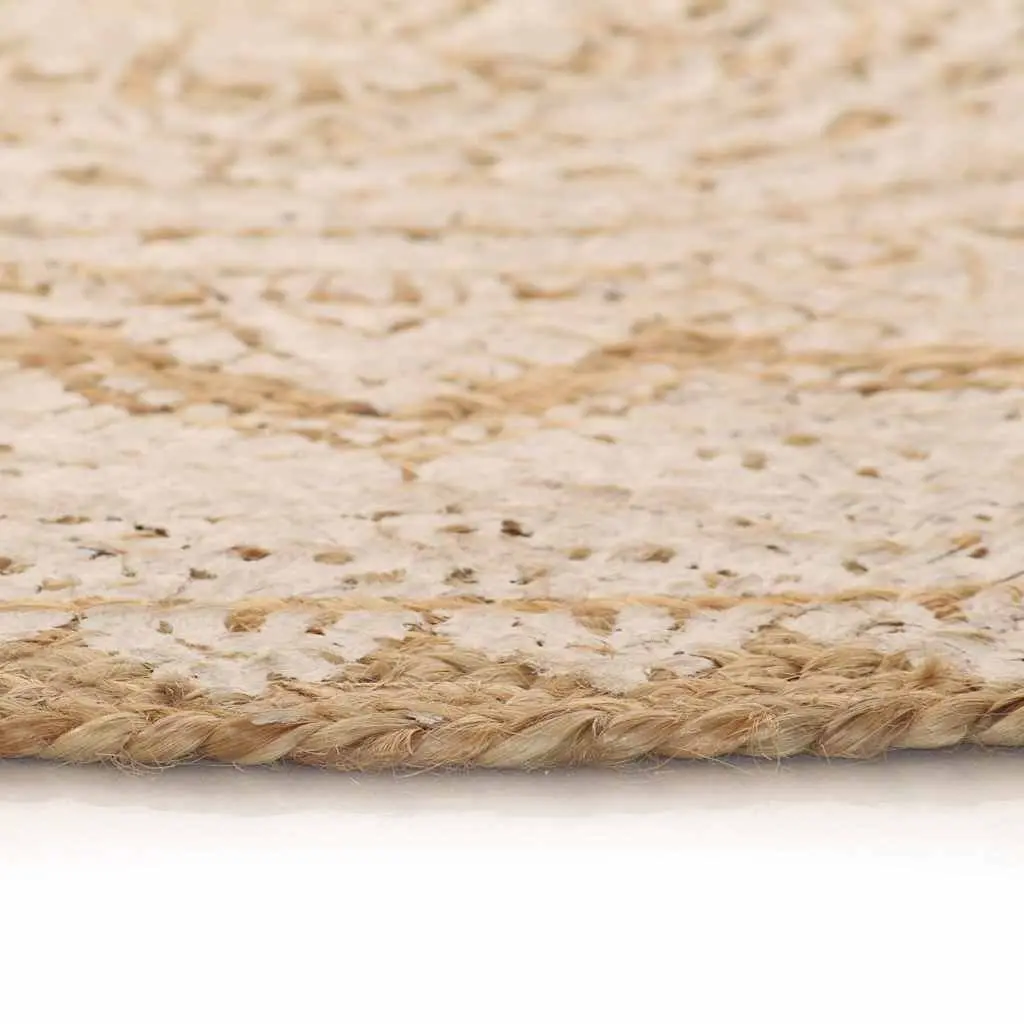 Beige Round Handwoven Jute Rug 90cm