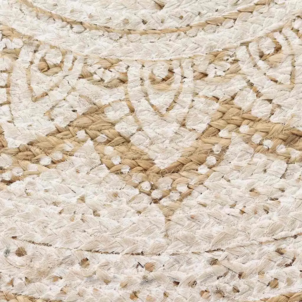 Beige Round Handwoven Jute Rug 90cm