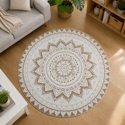 Round Area Rug in Beige - 150cm Braided Jute