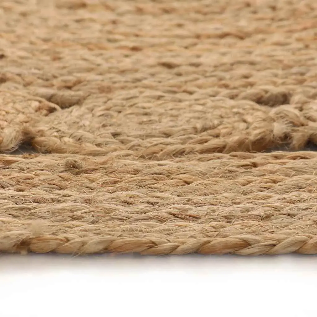 Round Area Rug for Home Decor 90cm Handwoven Braided Jute Natural Texture