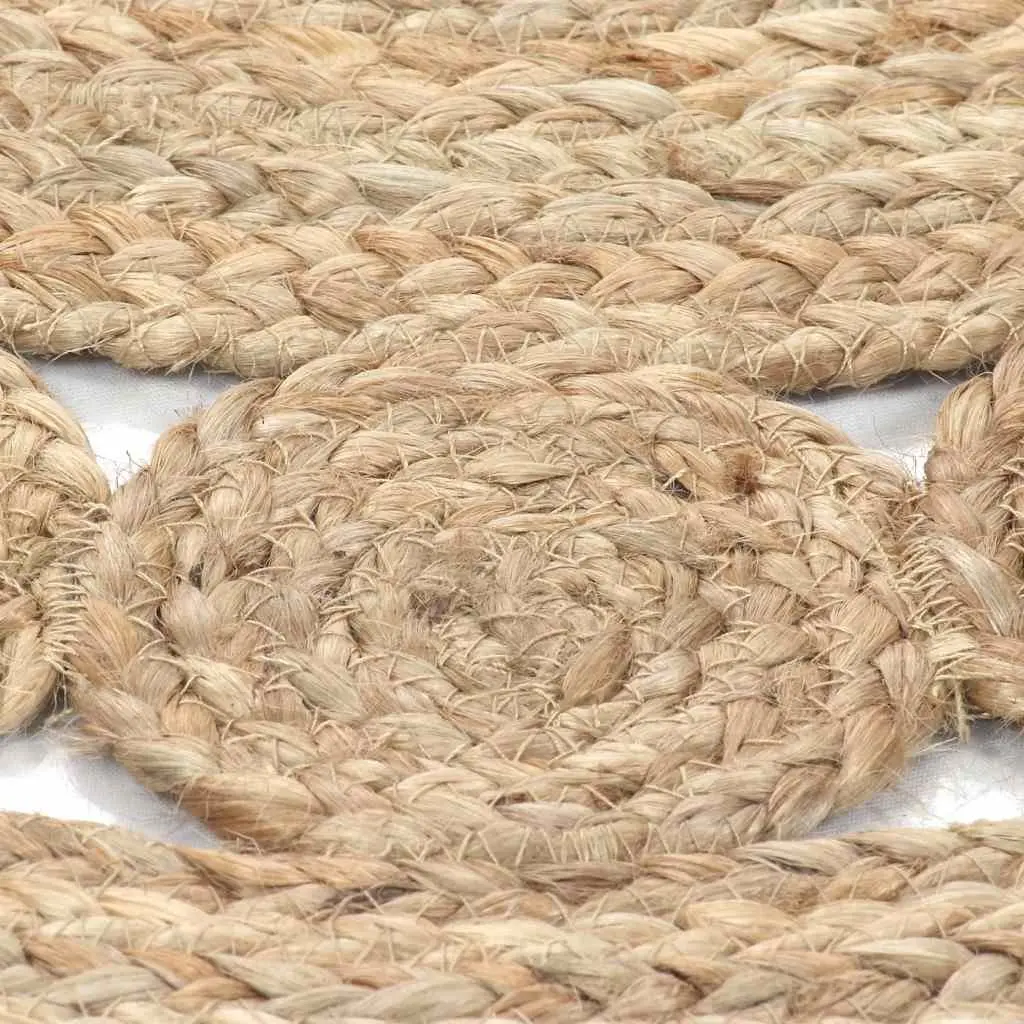 Round Area Rug for Home Decor 90cm Handwoven Braided Jute Natural Texture
