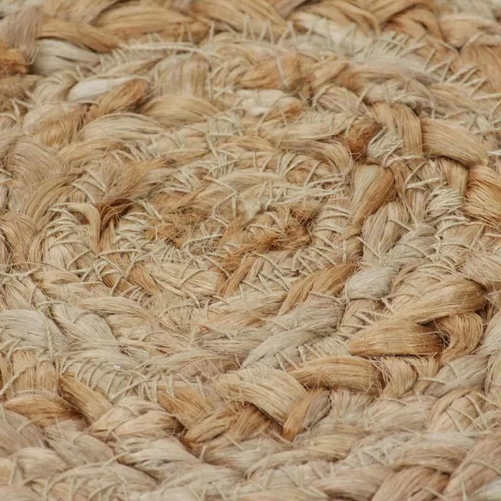 Round Area Rug for Home Decor 90cm Handwoven Braided Jute Natural Texture