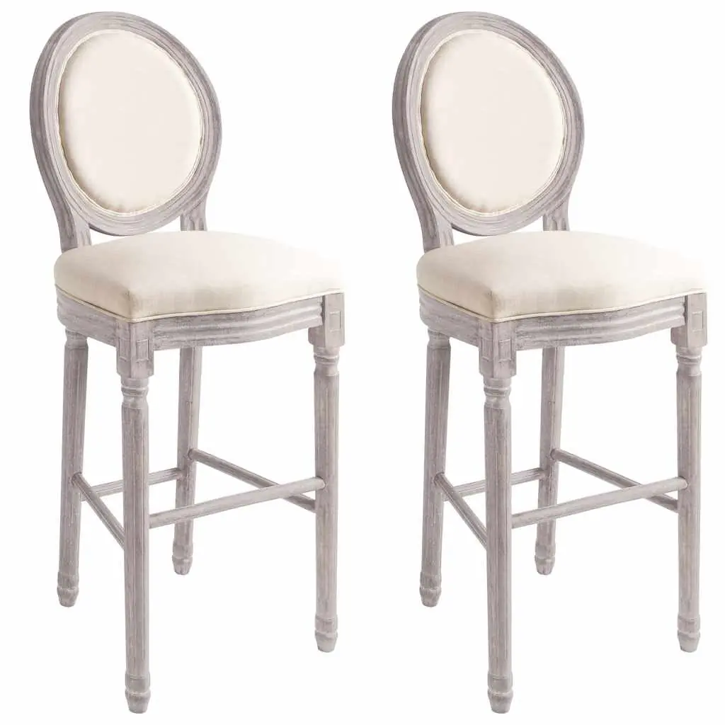 Vintage White Linen Bar Stools Pair