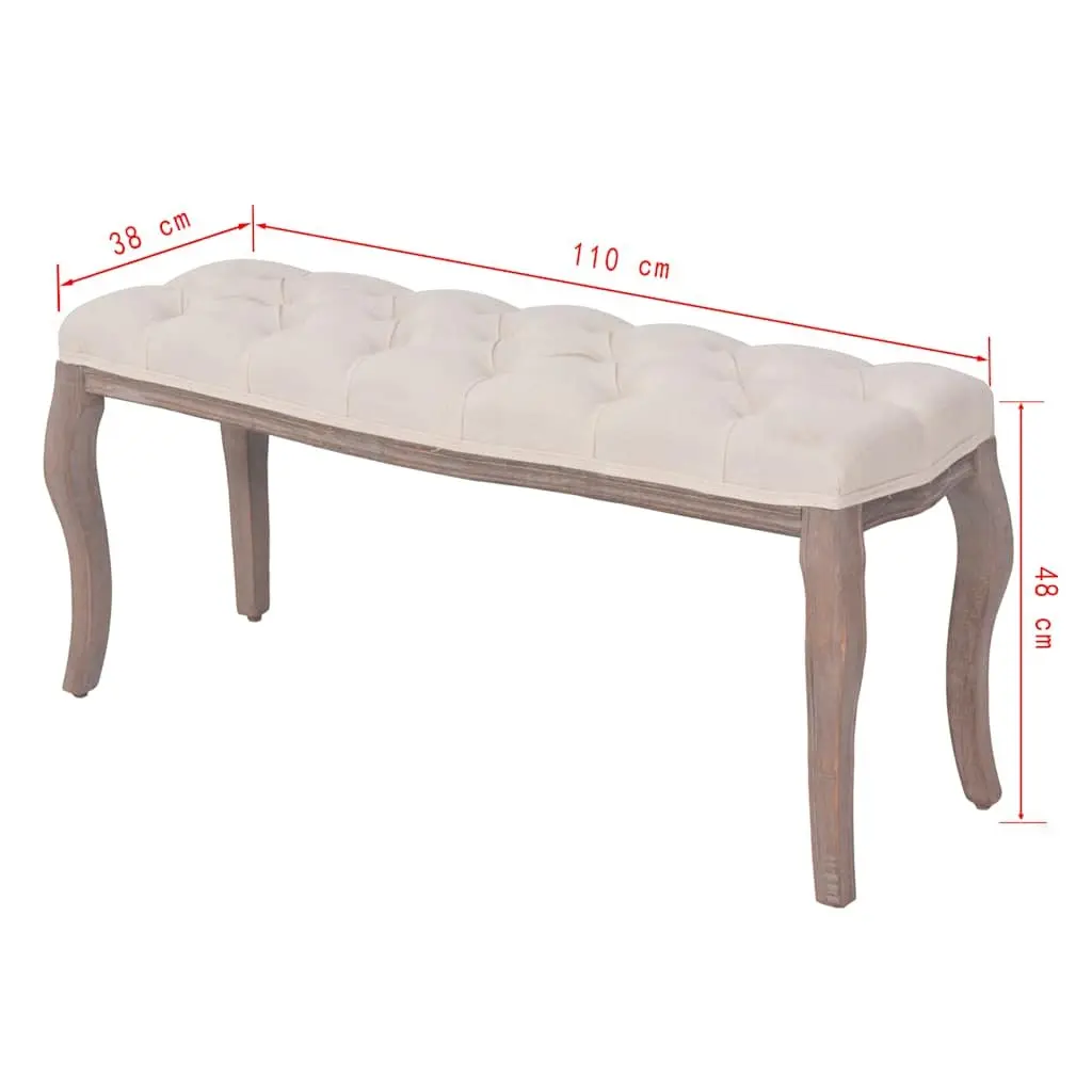 Cream White Padded Storage Bench