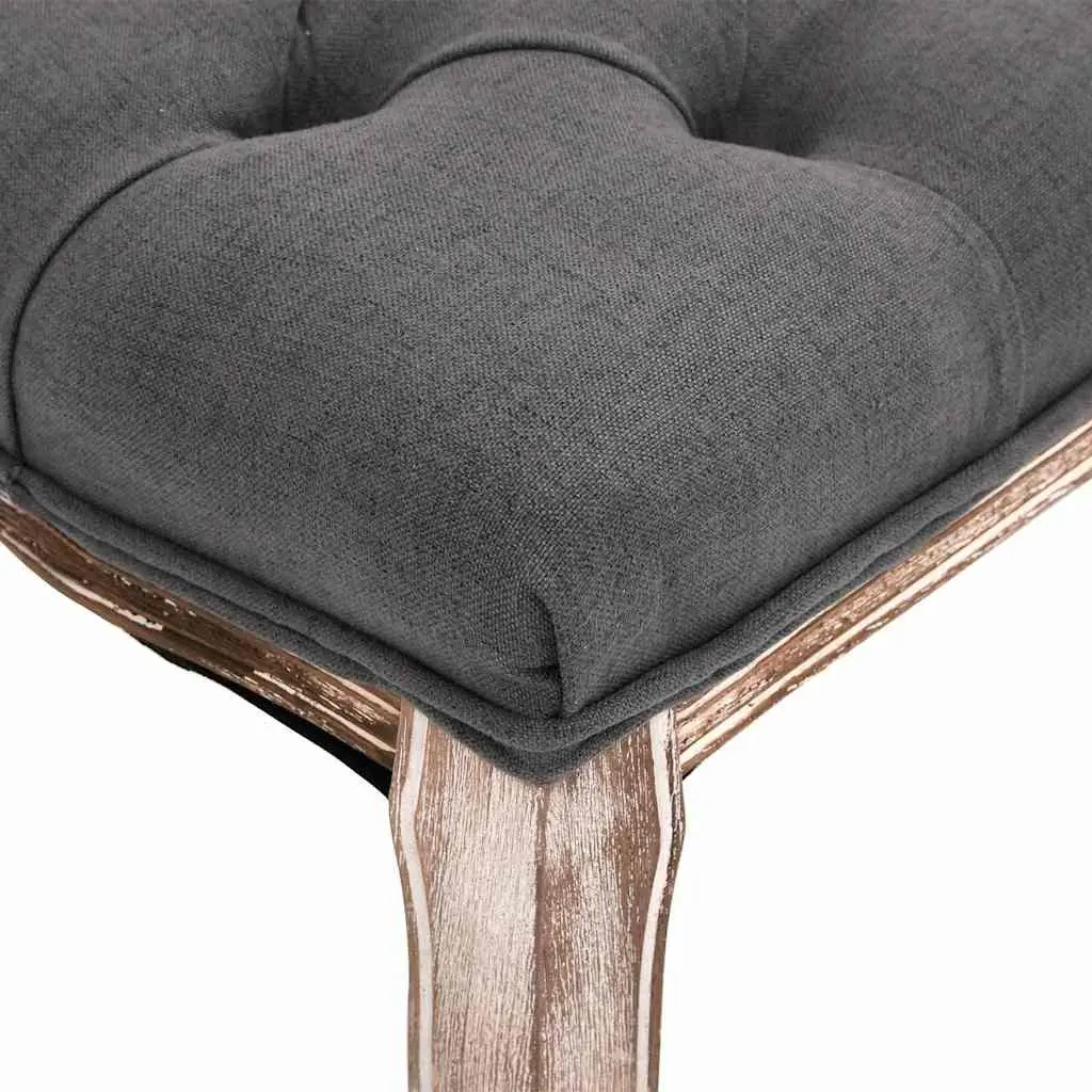 Padded Storage Bench Entryway Hallway Grey Linen Solid Wood Frame 110 x 38 x 48 cm