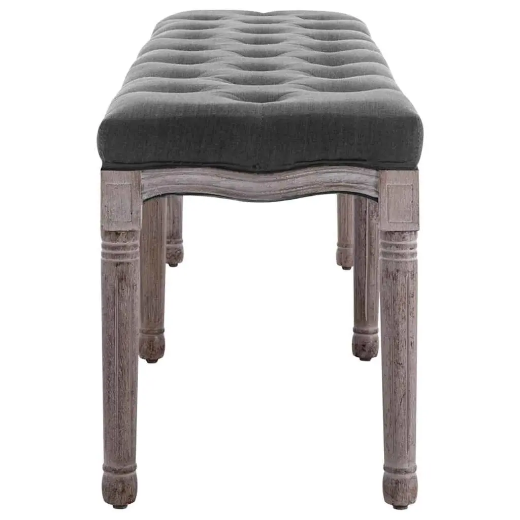 Padded Storage Bench Grey Linen Upholstered Entryway Seating Solid Wood Frame