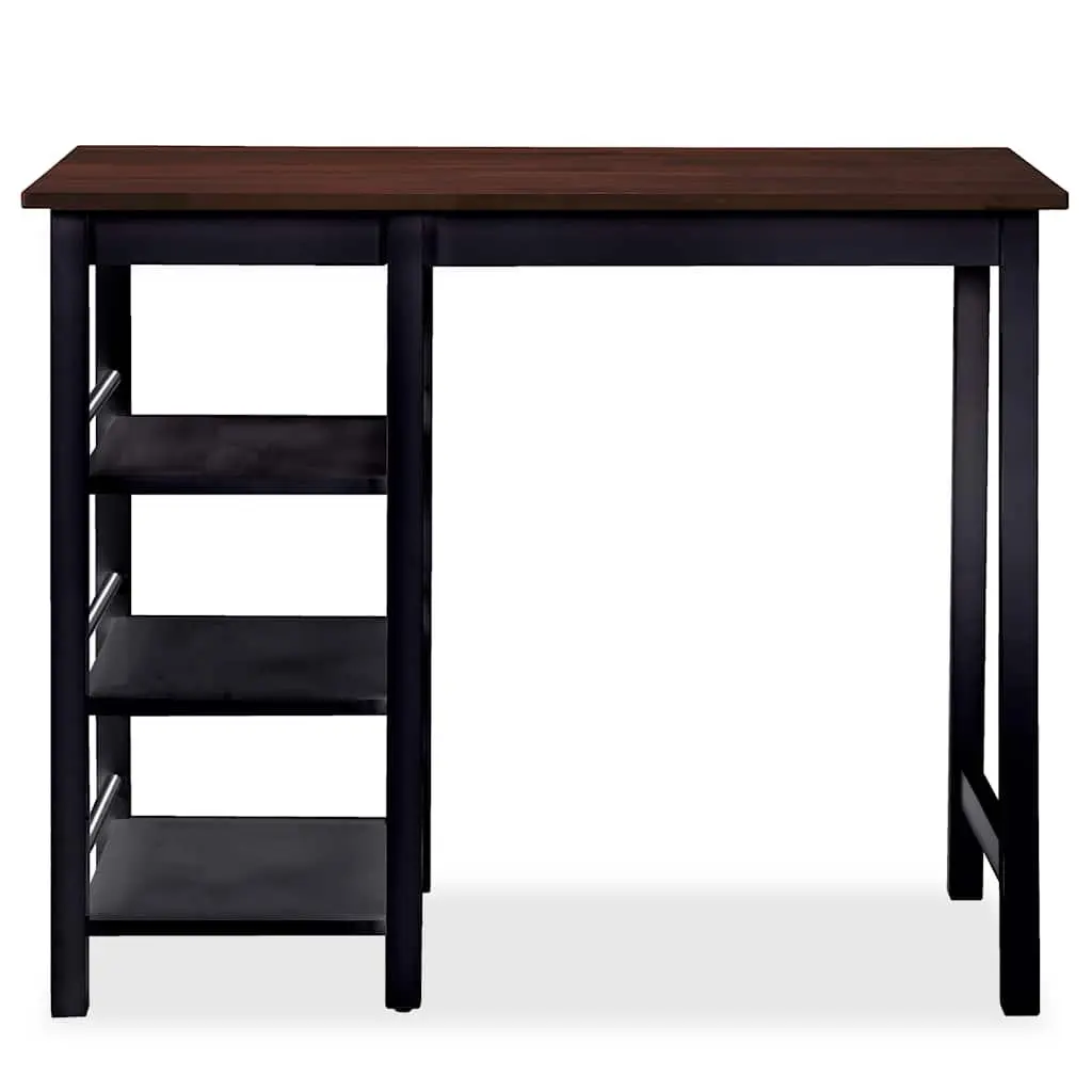 Bar Set 3 Pieces Table and Stools Kitchen Dining Furniture Black
