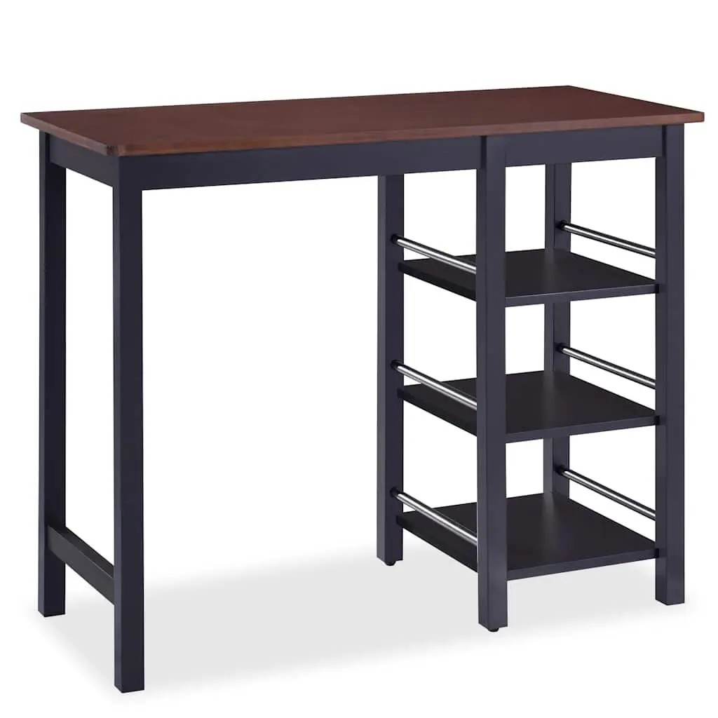 Bar Set 3 Pieces Table and Stools Kitchen Dining Furniture Black