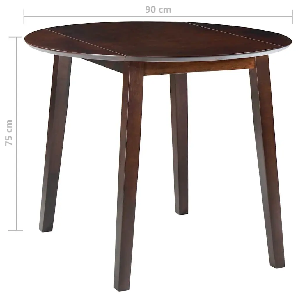 Round Drop-Leaf Dining Table Kitchen Compact Space-Saving Brown Folding Design