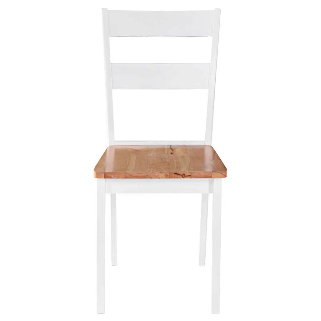 Dining Chairs 2 pcs White Rubberwood Kitchen Room Furniture Seat Set Classic