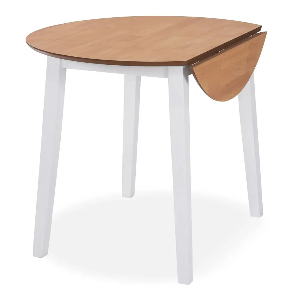 White Round Drop-Leaf Dining Table