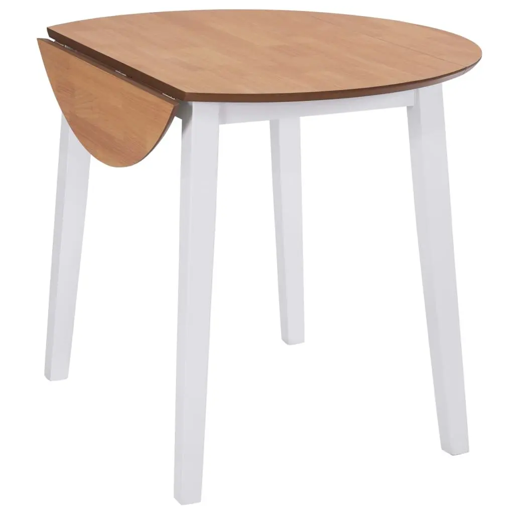 White Round Drop-Leaf Dining Table