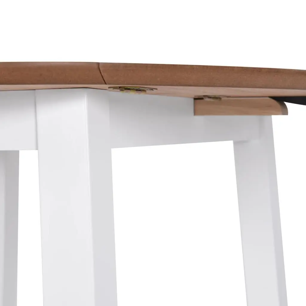 White Round Drop-Leaf Dining Table