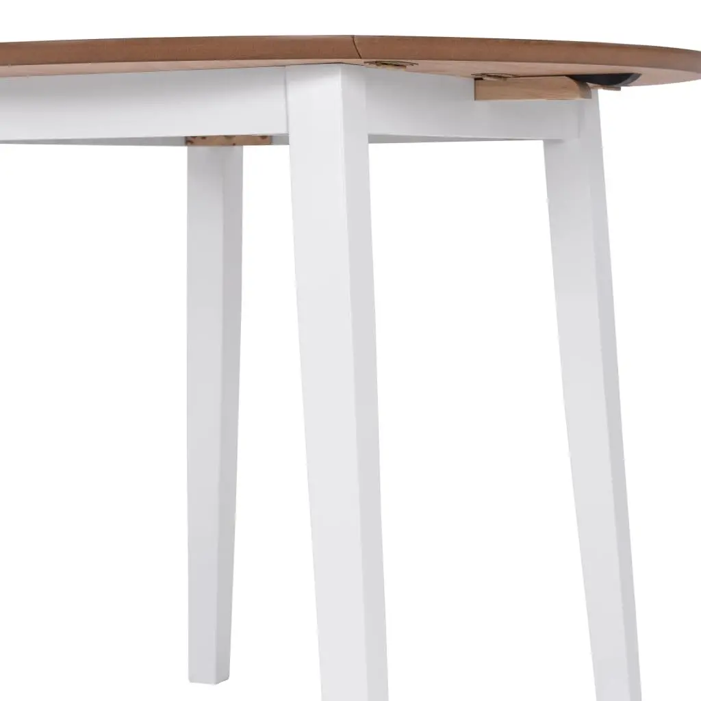 White Round Drop-Leaf Dining Table
