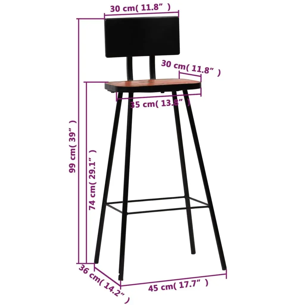 Bar Stools Kitchen Counter 4 Piece Reclaimed Wood Pub Seating