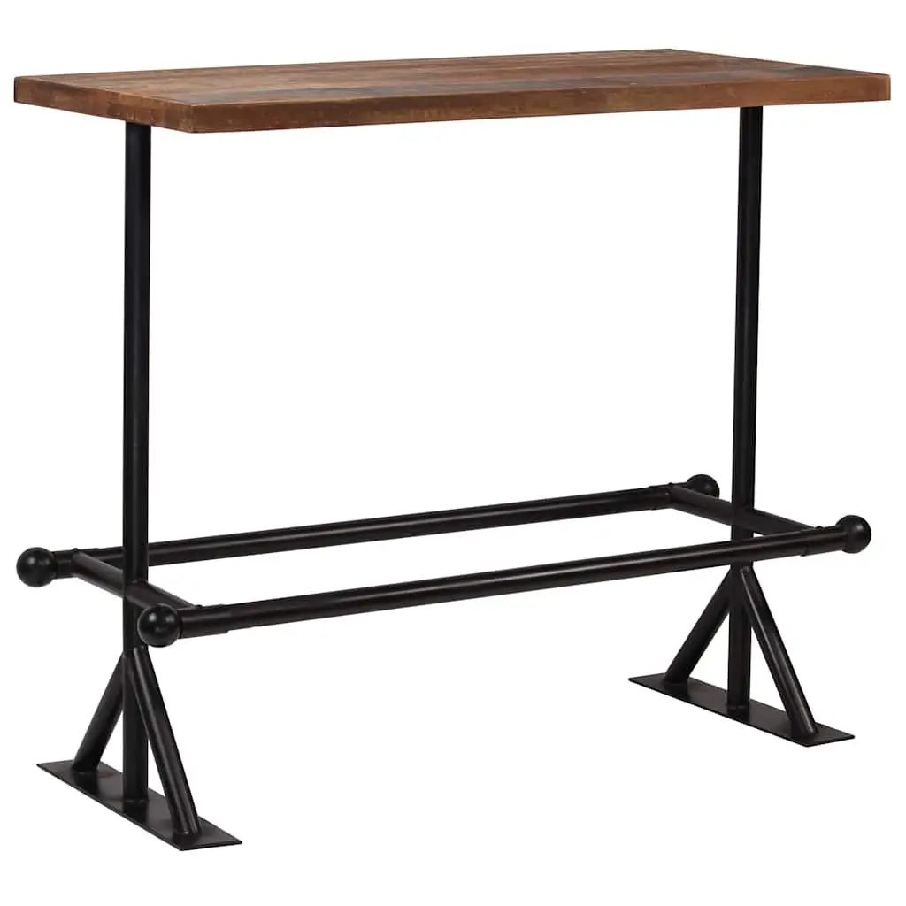Bar Set 5 Piece Dining Room Reclaimed Wood Table Chairs Industrial Brown