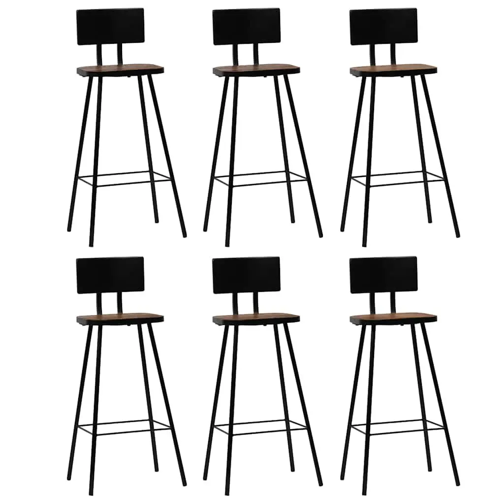 Bar Set 7 Piece Solid Reclaimed Wood Industrial Retro Style Table Chairs Brown