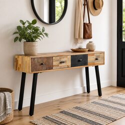 Console Table Dimensions 120x30x76cm Solid Teak Vintage Style