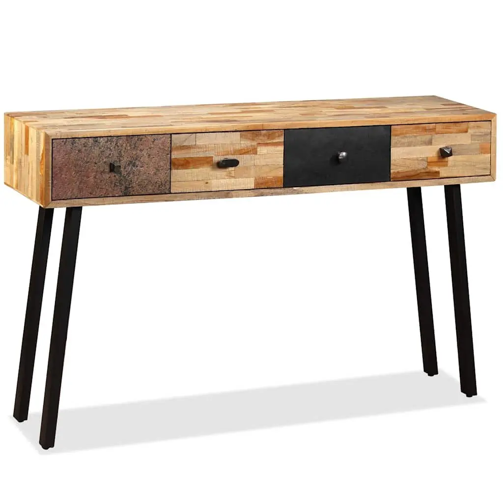 Console Table 120x30x76cm Solid Reclaimed Teak Vintage Accent Side Table Drawers