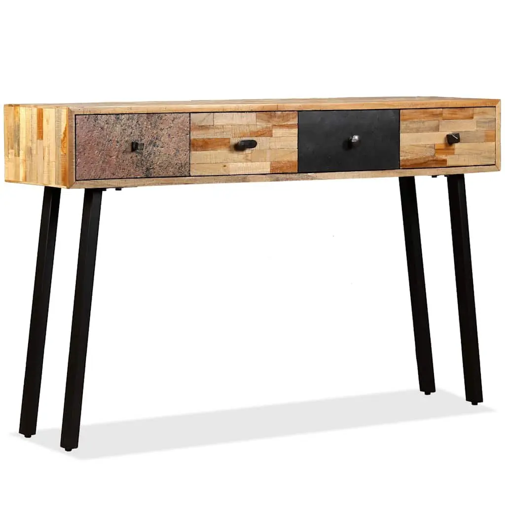 Console Table 120x30x76cm Solid Reclaimed Teak Vintage Accent Side Table Drawers