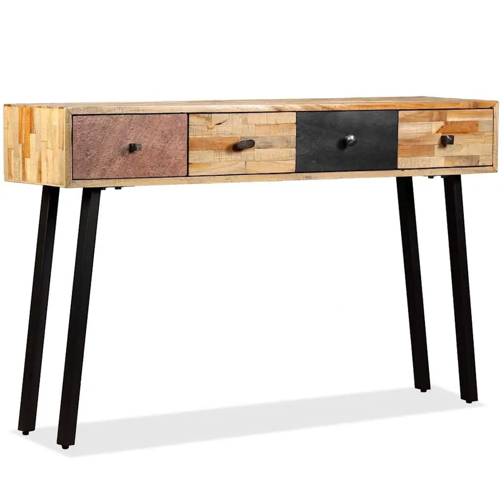 Console Table 120x30x76cm Solid Reclaimed Teak Vintage Accent Side Table Drawers
