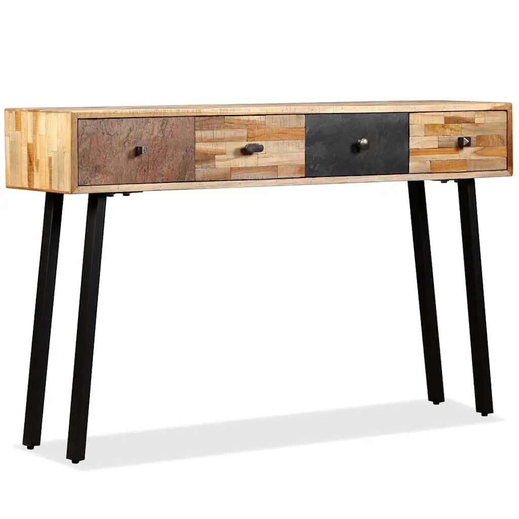 Console Table 120x30x76cm Solid Reclaimed Teak Vintage Accent Side Table Drawers