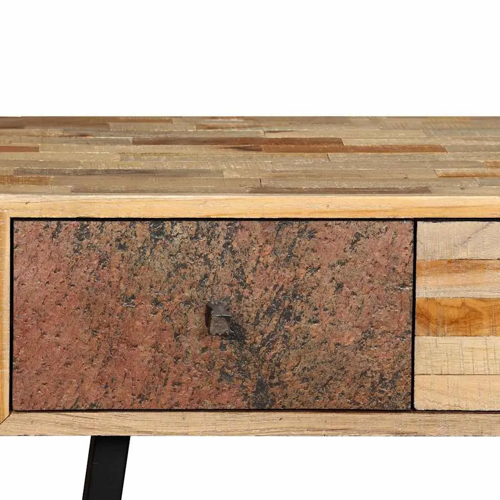 Console Table 120x30x76cm Solid Reclaimed Teak Vintage Accent Side Table Drawers