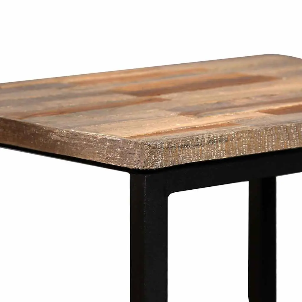 3 Piece Nesting Coffee Table Set Reclaimed Teak Industrial Style Brown Accent