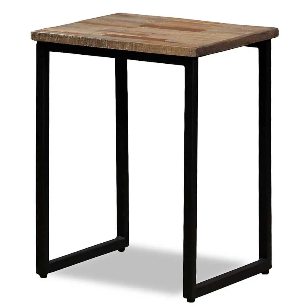 3 Piece Nesting Coffee Table Set Reclaimed Teak Industrial Style Brown Accent
