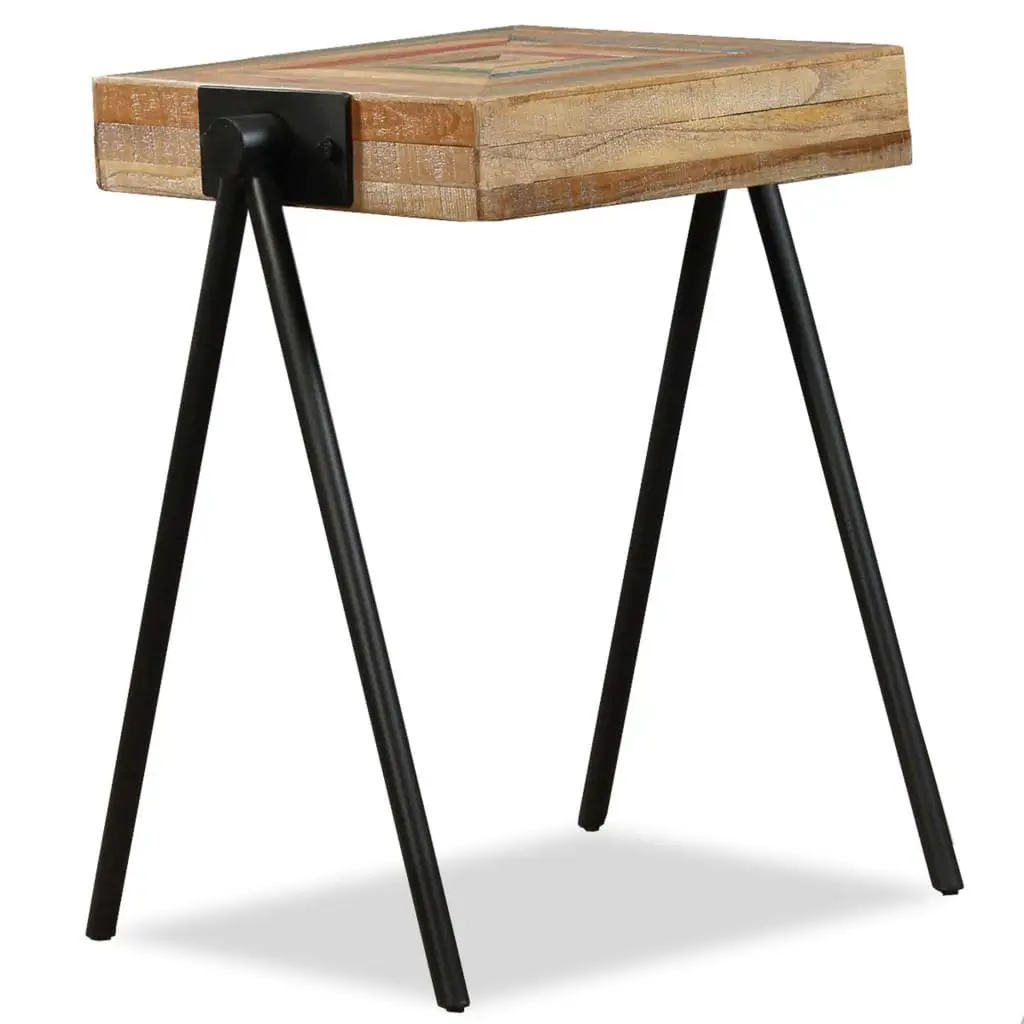End Table with Reclaimed Wood and Steel Legs