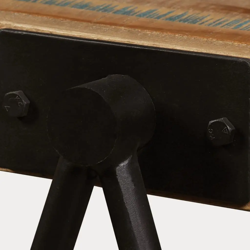 End Table with Reclaimed Wood and Steel Legs