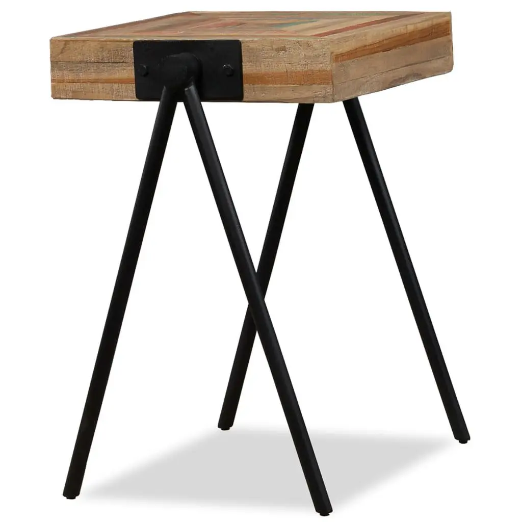 End Table with Reclaimed Wood and Steel Legs