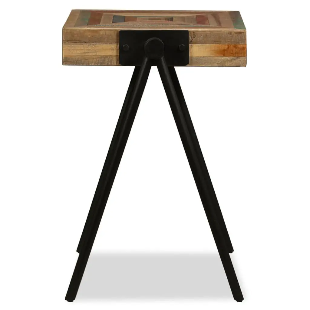 End Table with Reclaimed Wood and Steel Legs