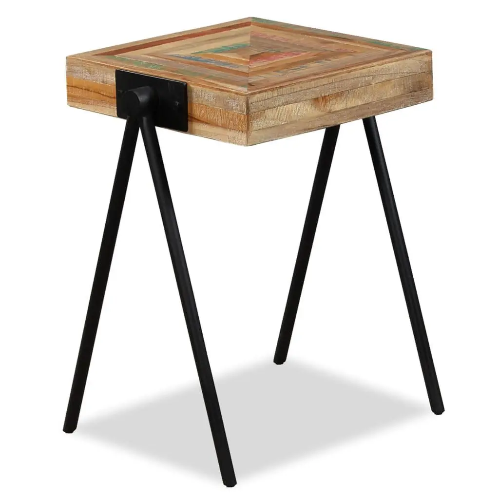 End Table with Reclaimed Wood and Steel Legs