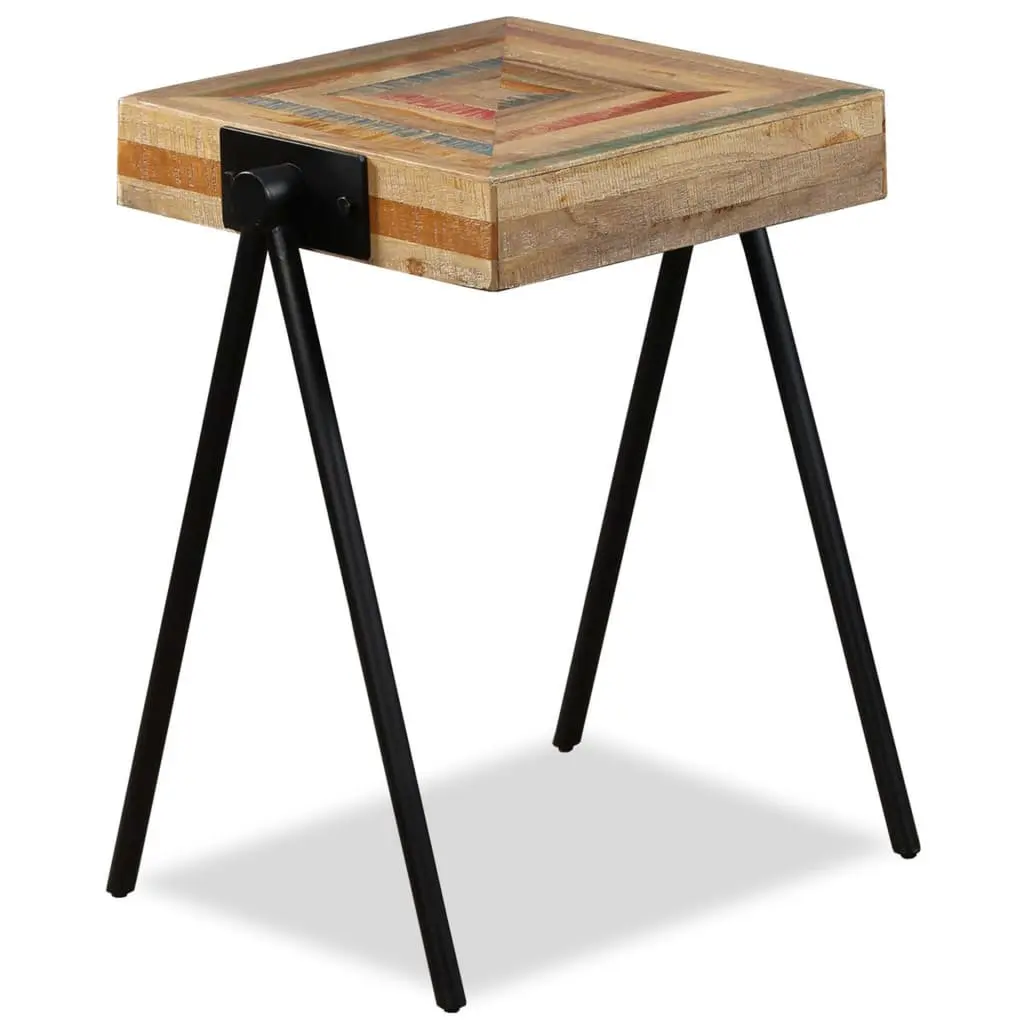 End Table with Reclaimed Wood and Steel Legs