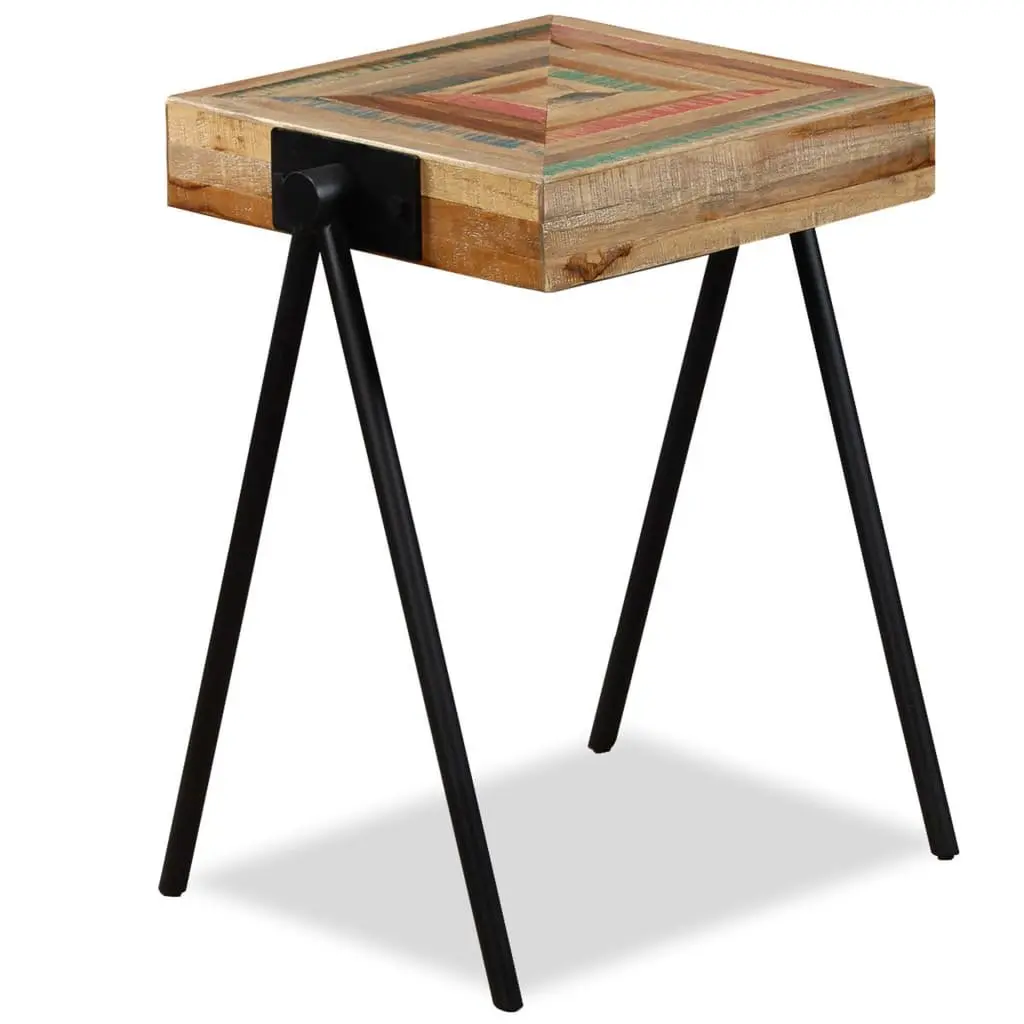 End Table with Reclaimed Wood and Steel Legs