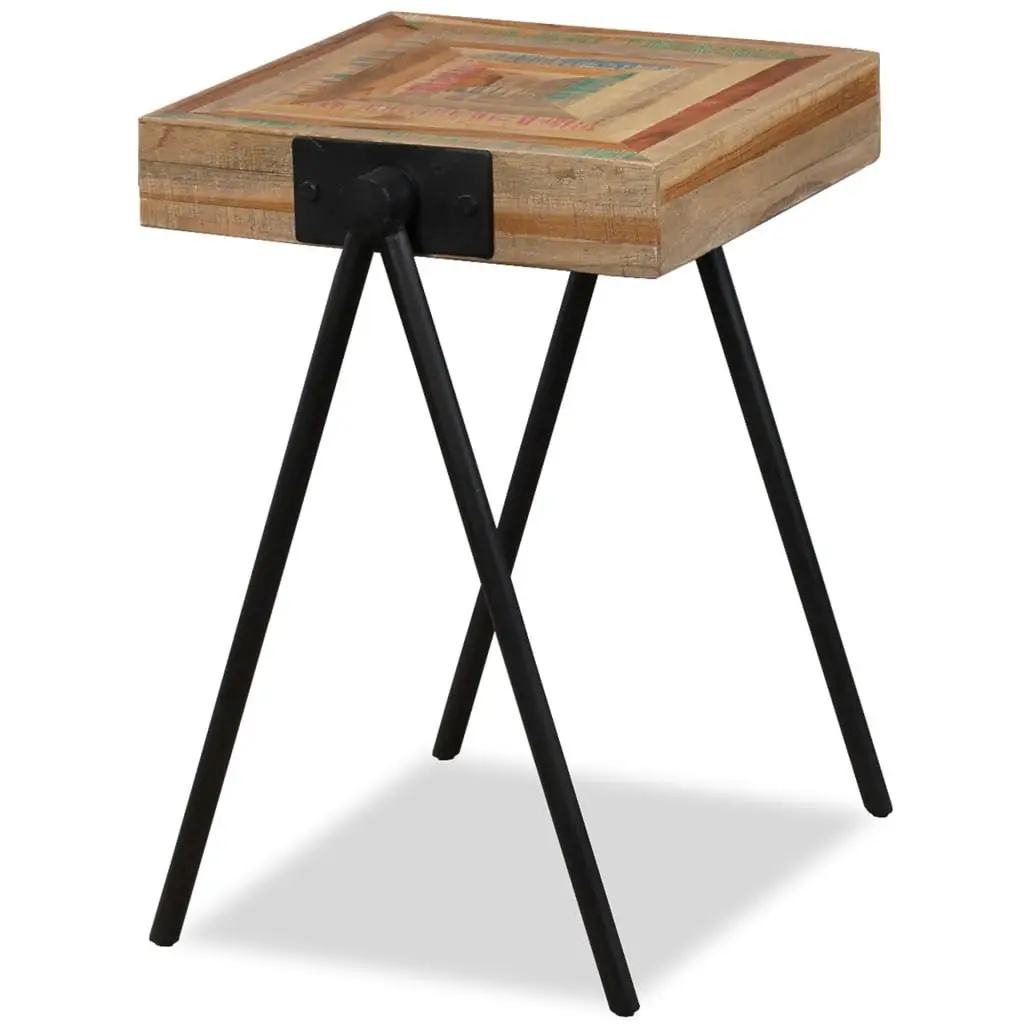 End Table with Reclaimed Wood and Steel Legs
