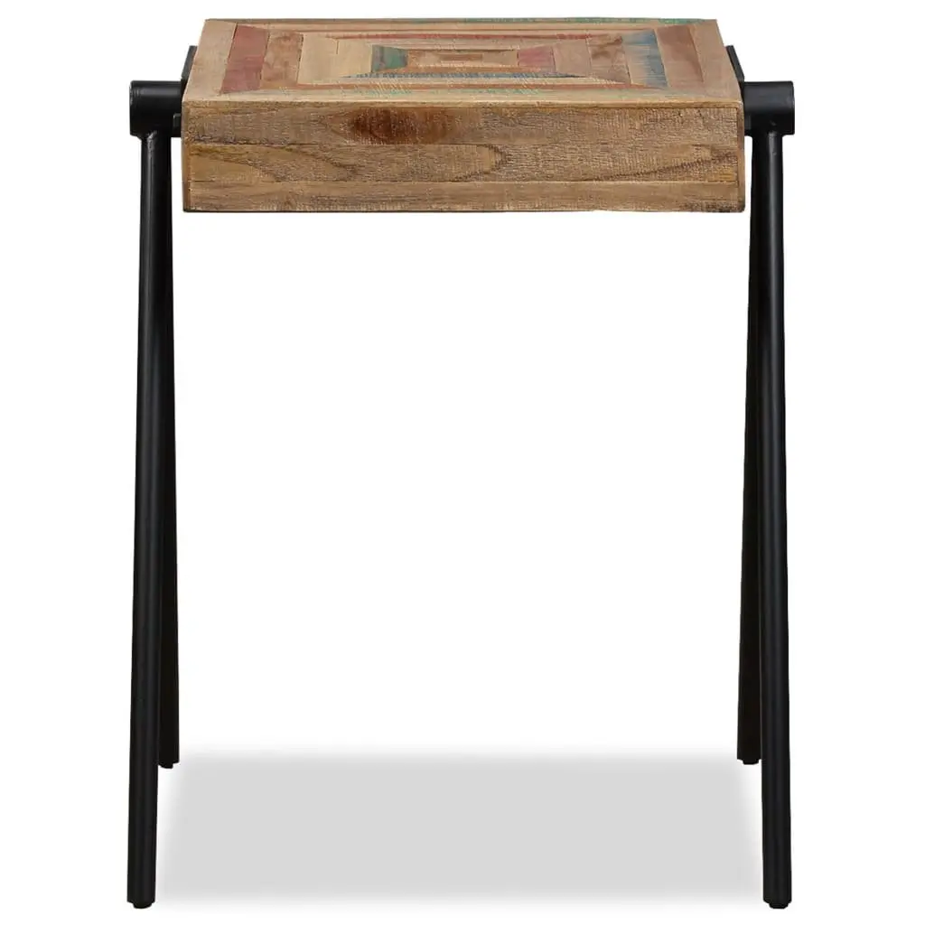 End Table with Reclaimed Wood and Steel Legs