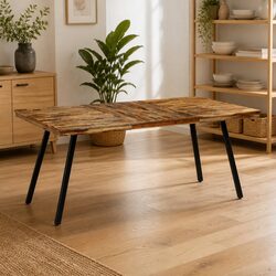 Dining Table Specifications: Reclaimed Teak & Steel, 180x90x76cm