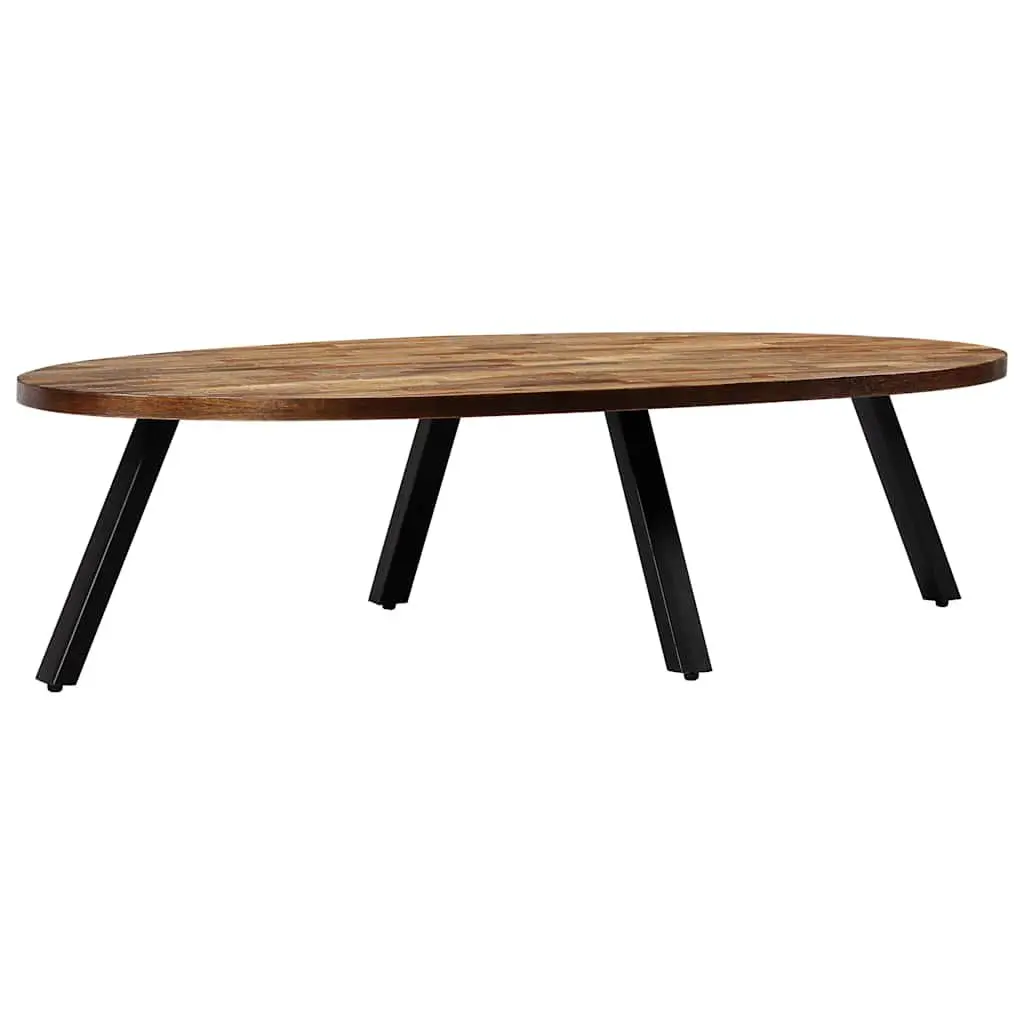 Oval Coffee Table Living Room 120 x 60 x 30 cm Reclaimed Teak Solid Wooden Accent Furniture