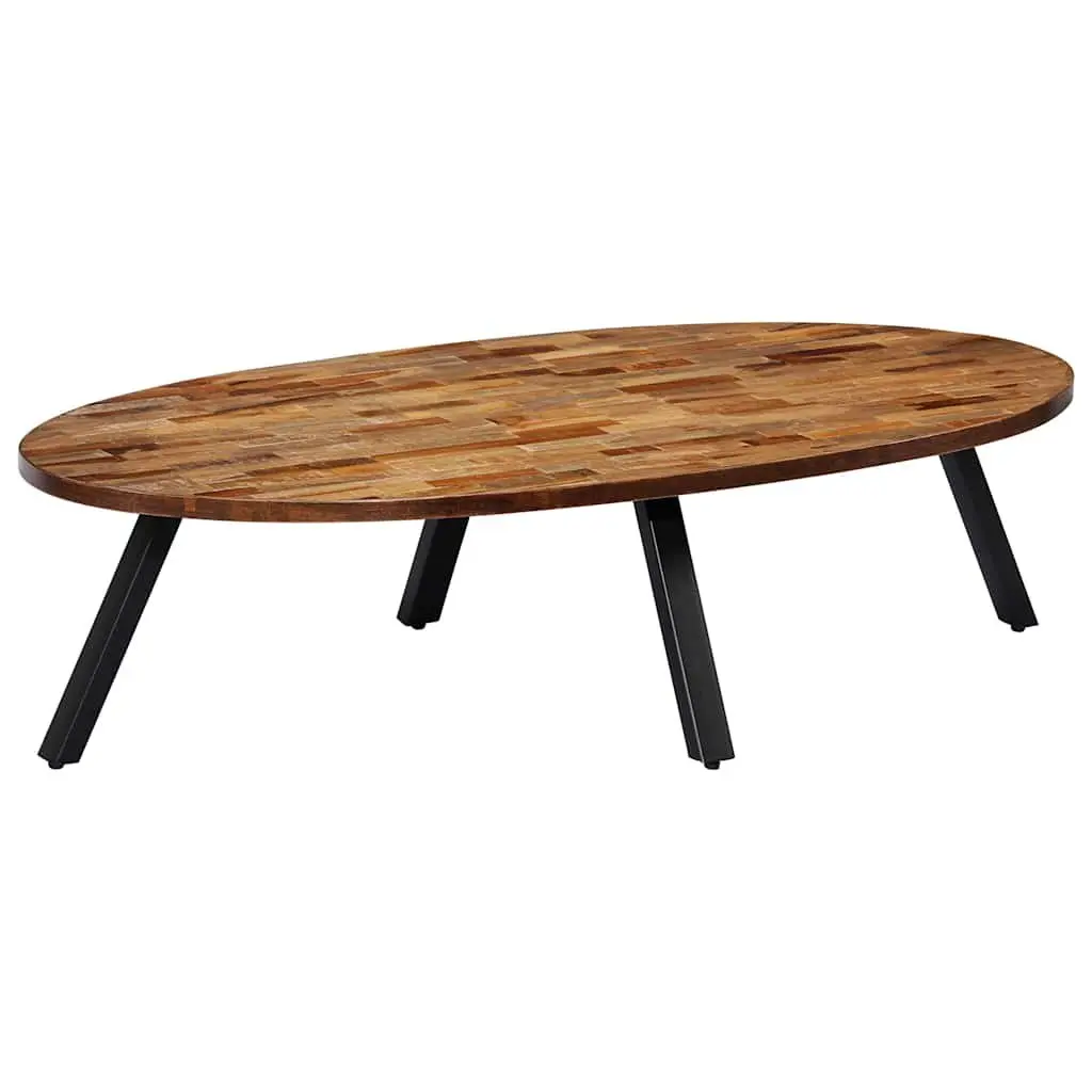 Oval Coffee Table Living Room 120 x 60 x 30 cm Reclaimed Teak Solid Wooden Accent Furniture
