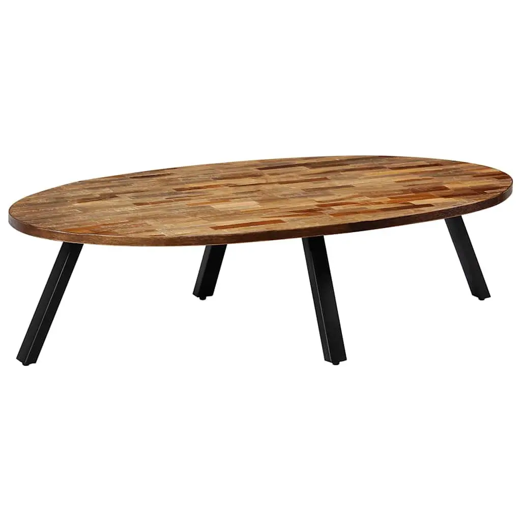 Oval Coffee Table Living Room 120 x 60 x 30 cm Reclaimed Teak Solid Wooden Accent Furniture